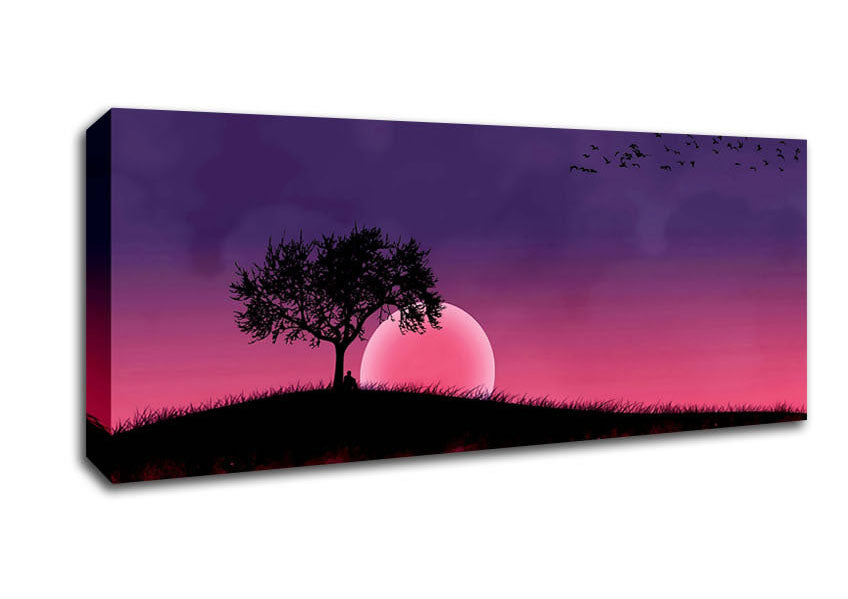 Picture of Pink Moonlit River Panoramic Canvas Wall Art
