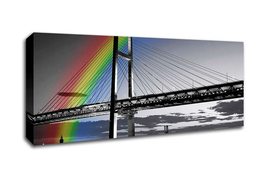 Picture of NYC Rainbow Bridge B n W Panoramic Canvas Wall Art
