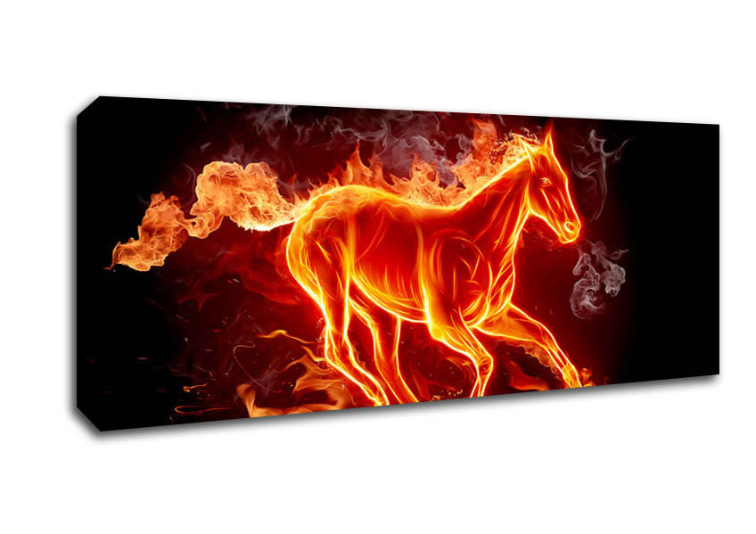 Picture of Horse Of Flames Panoramic Canvas Wall Art