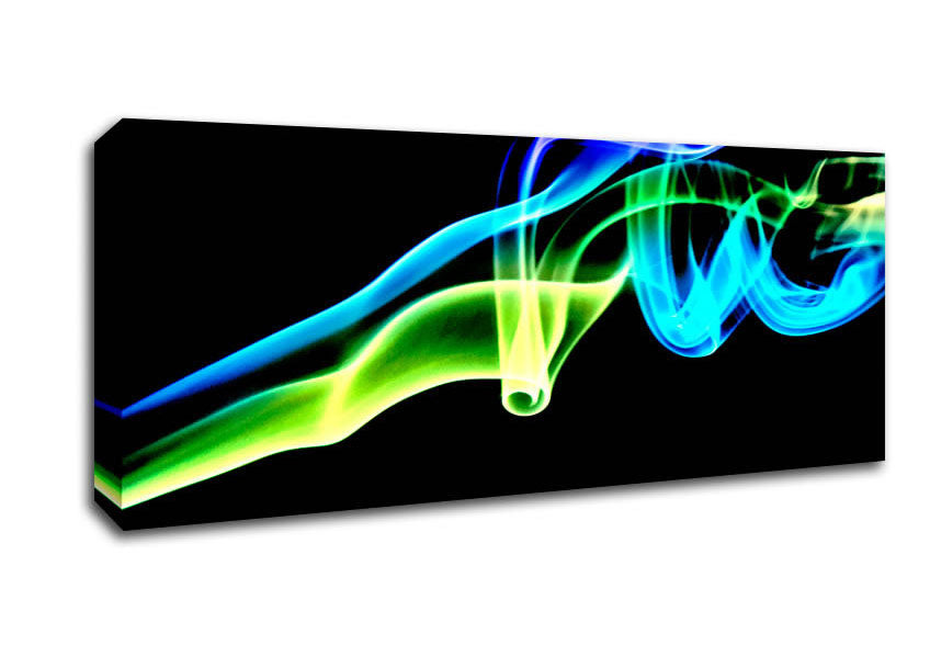 Picture of Vibrant Smoke Trail On Black Panoramic Canvas Wall Art