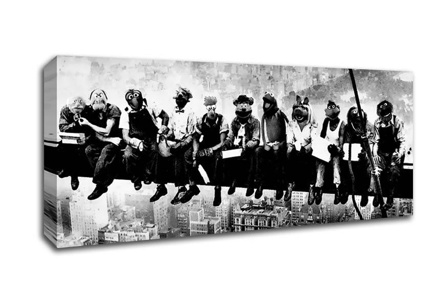 Picture of Lunch A Top Of A Skyscraper Muppets Panoramic Canvas Wall Art