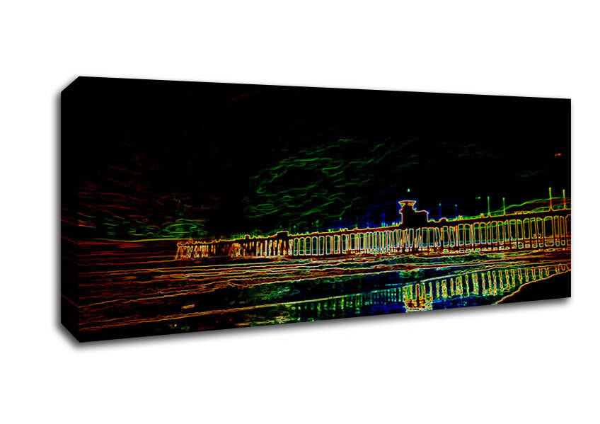 Picture of Night Pier Panoramic Canvas Wall Art