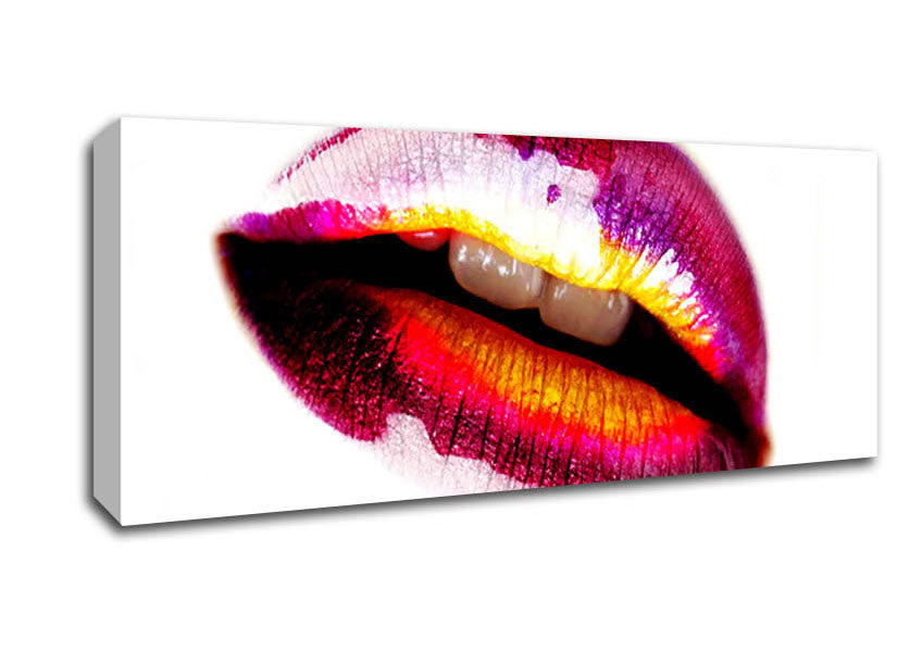 Picture of Pink Gloss Lips Panoramic Canvas Wall Art