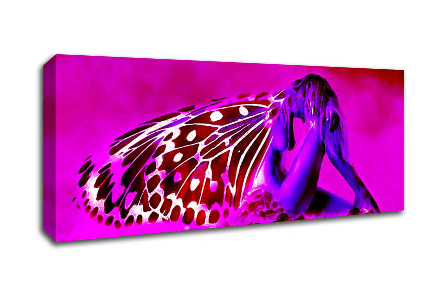 Picture of Pink Angel Wings Panoramic Canvas Wall Art