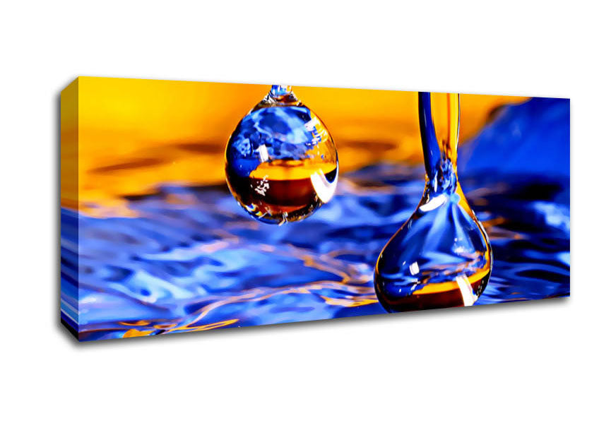 Picture of Duo Water Droplet Blue Orange Panoramic Canvas Wall Art