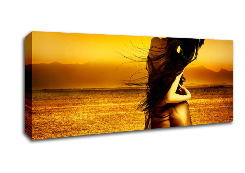 Picture of Goddess Of The Ocean Orange Panoramic Canvas Wall Art
