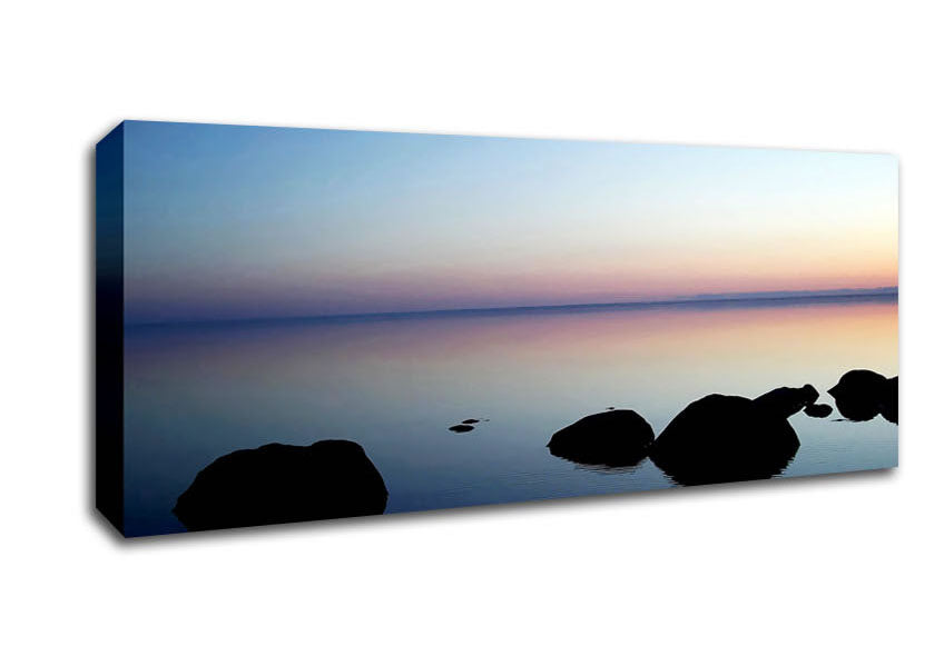 Picture of Tranquil Stepping Stone Ocean Panoramic Canvas Wall Art