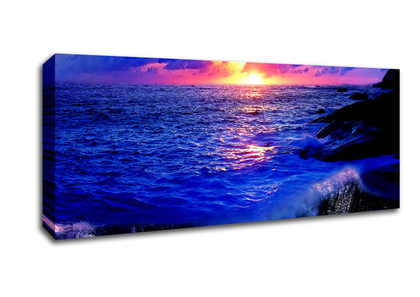 Picture of The Movement Of The Ocean At Dawn Panoramic Canvas Wall Art