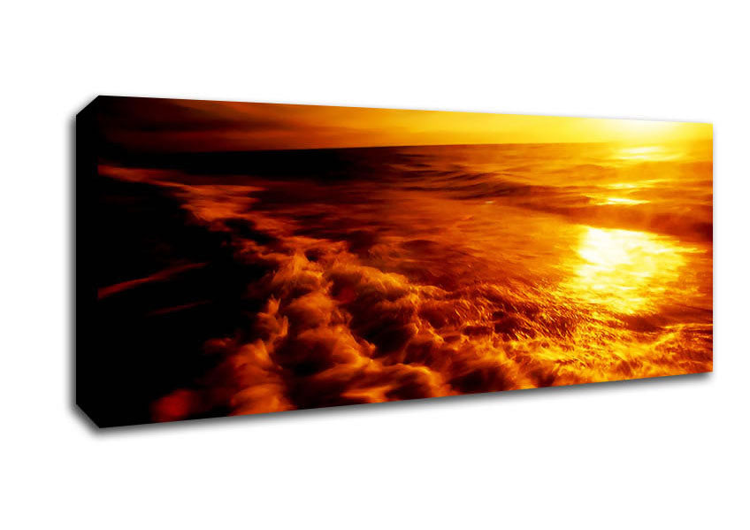 Picture of The Ebb Of The Sunlit Ocean Panoramic Canvas Wall Art
