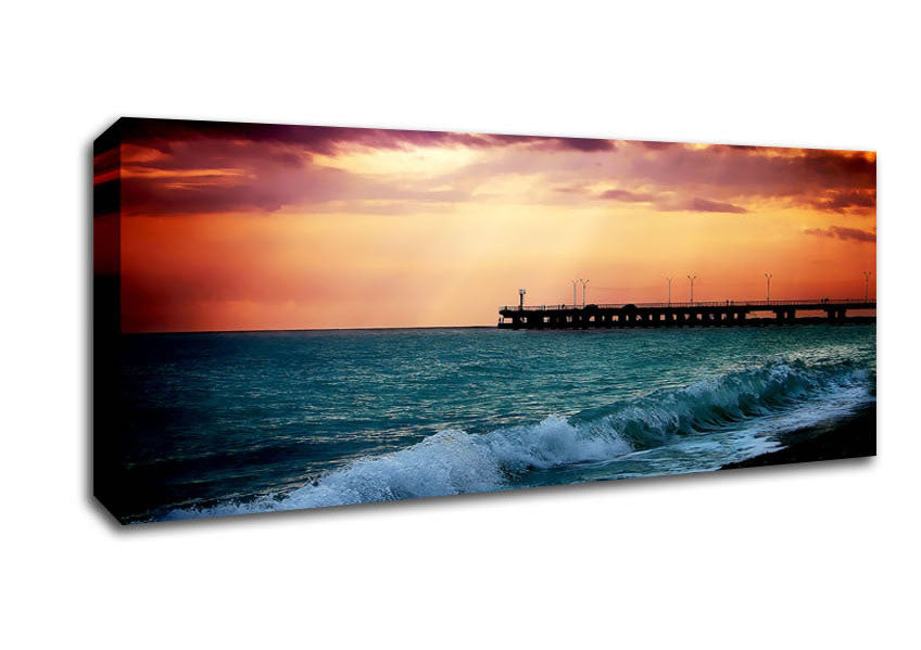 Picture of Ocean Waves At Daybreak Panoramic Canvas Wall Art