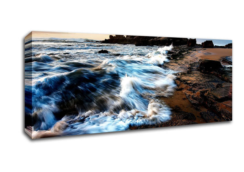 Picture of Ocean Waves Movement Panoramic Canvas Wall Art