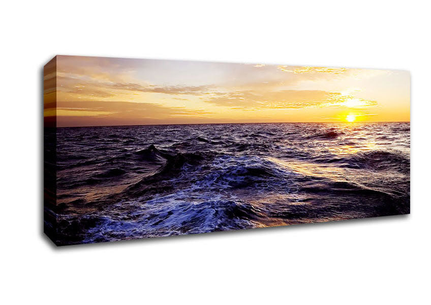 Picture of Golden Waves Crashing Panoramic Canvas Wall Art