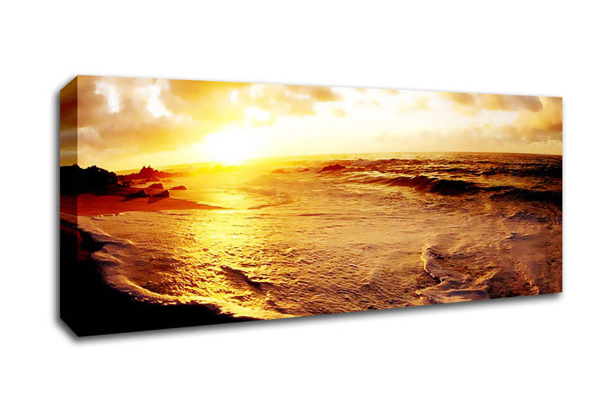 Picture of Glistering Ocean Sun Panoramic Canvas Wall Art