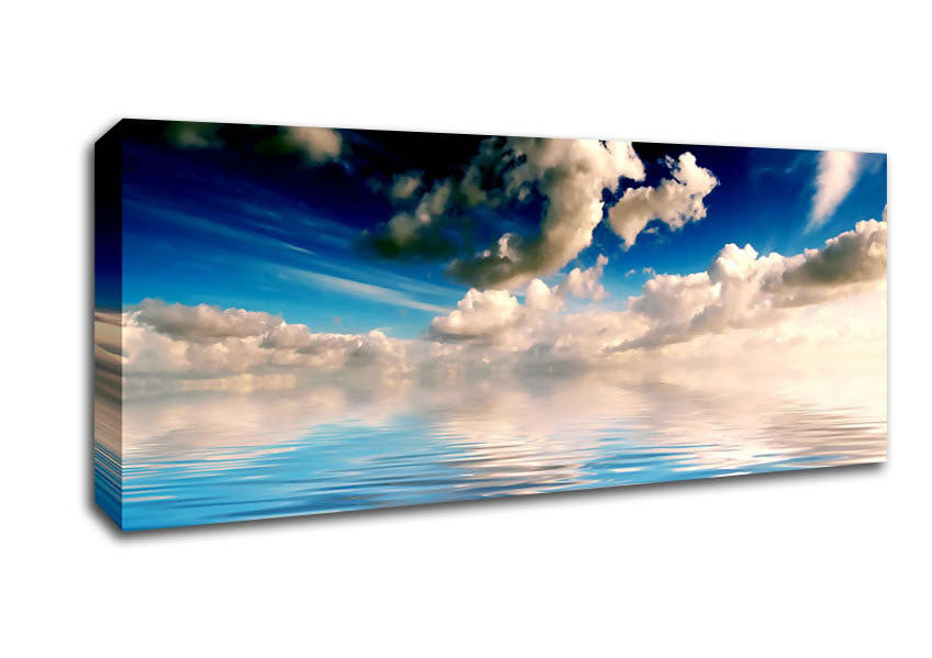 Picture of Dramatic Ocean Clouds Blue Panoramic Canvas Wall Art