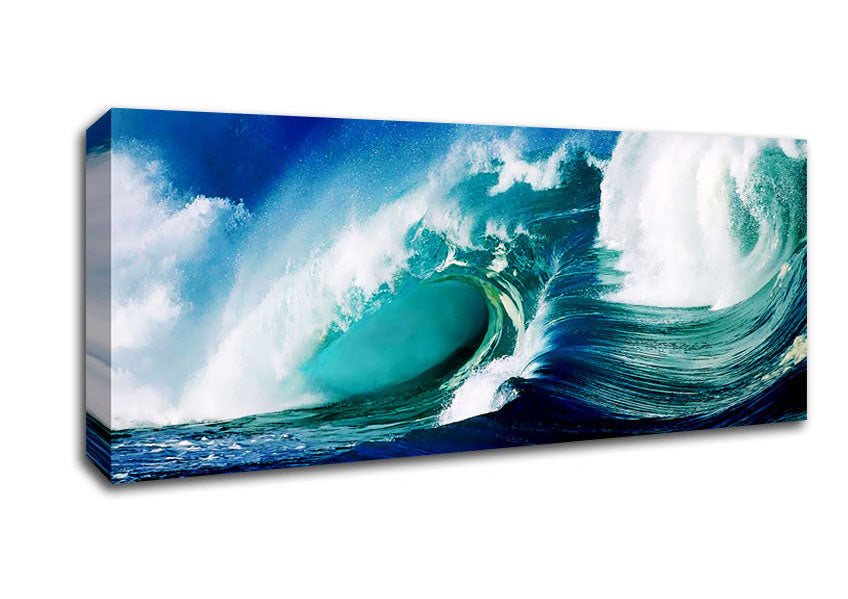 Picture of Crashing Ocean Waves Panoramic Canvas Wall Art