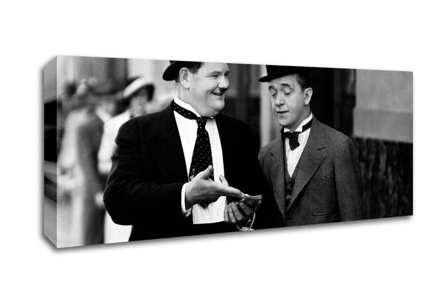 Picture of Laurel And Hardy Street Walk Panoramic Canvas Wall Art