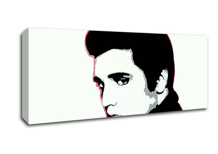 Picture of Elvis Portrait White Panoramic Canvas Wall Art