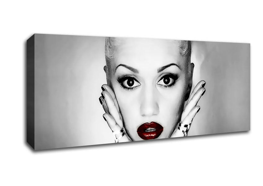 Picture of Gwen Stefani Red Lips Panoramic Canvas Wall Art