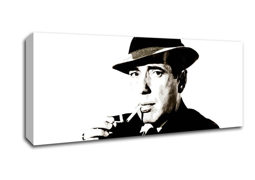 Picture of Humphrey Bogart Hat Sepia Panoramic Canvas Wall Art