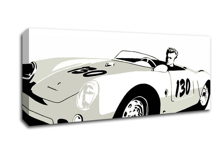 Picture of James Dean Car B n W Panoramic Canvas Wall Art