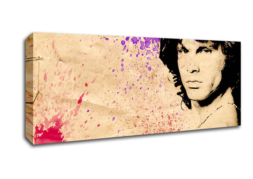 Picture of Jim Morrison Colour Splash Panoramic Canvas Wall Art