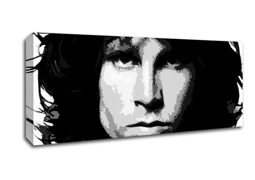 Picture of Jim Morrison Face B n W Panoramic Canvas Wall Art