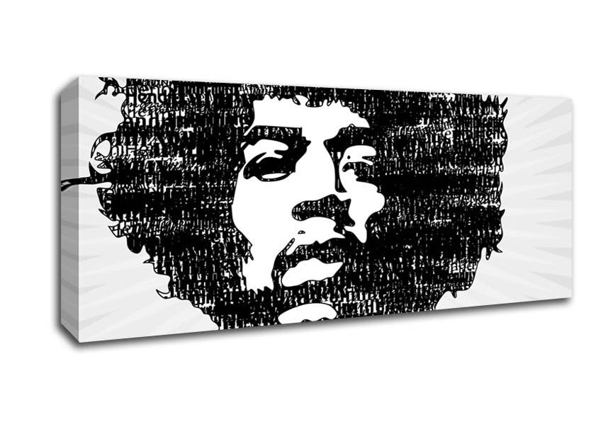 Picture of Jimi Hendrix Black And White Panoramic Canvas Wall Art