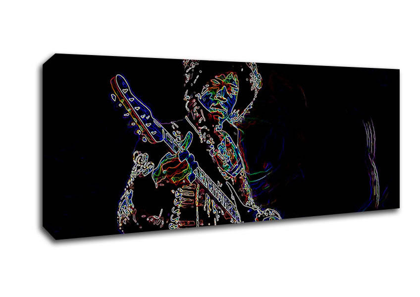 Picture of Jimi Hendrix Energy Psychedelic Panoramic Canvas Wall Art