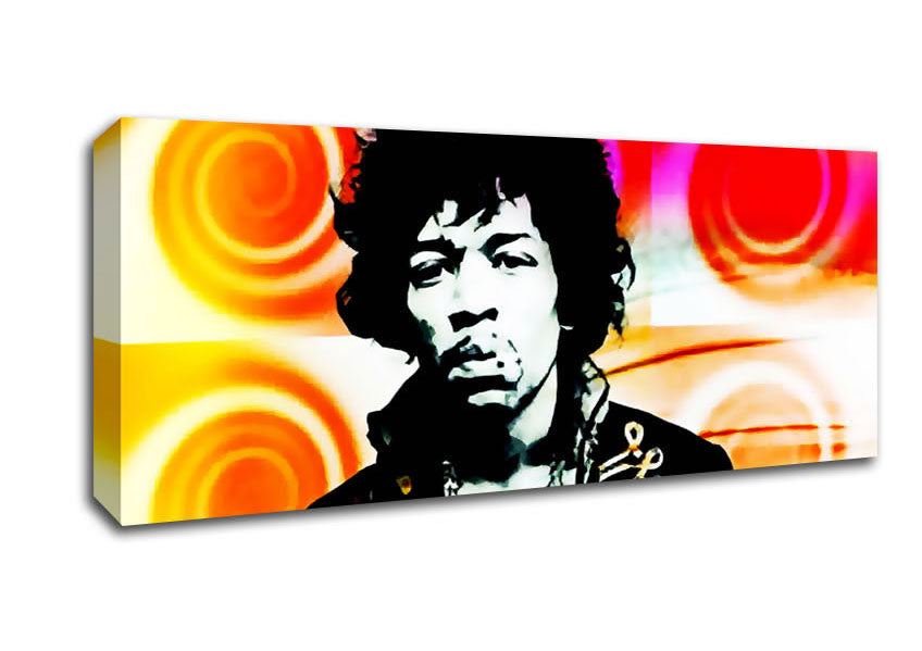 Picture of Jimi Hendrix Swirls Panoramic Canvas Wall Art