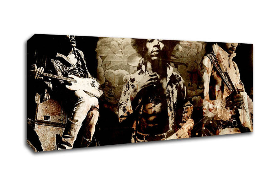Picture of Jimi Hendrix Trio Panoramic Canvas Wall Art