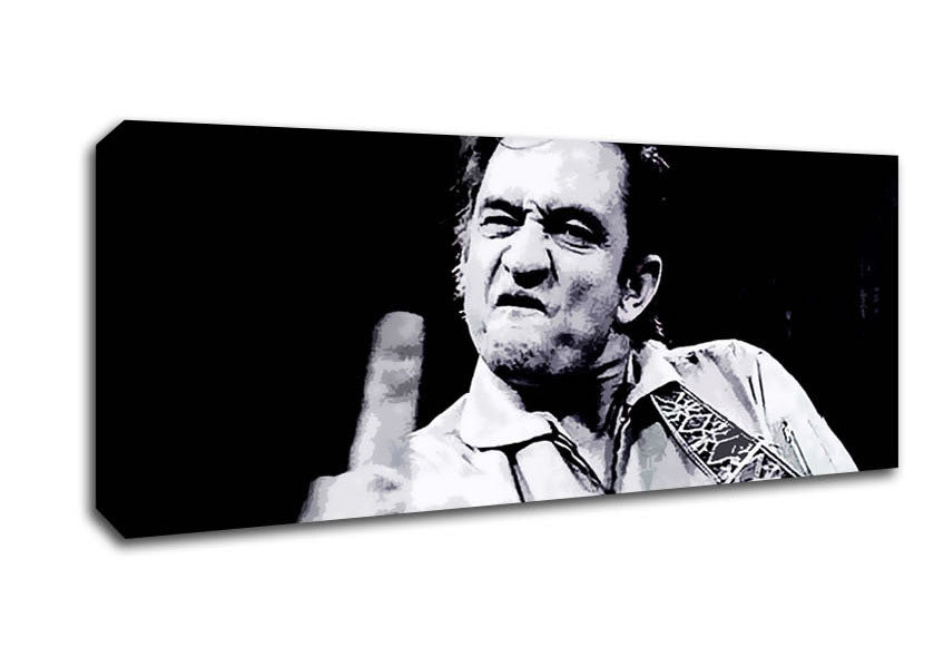 Picture of Johnny Cash Finger B n W Panoramic Canvas Wall Art