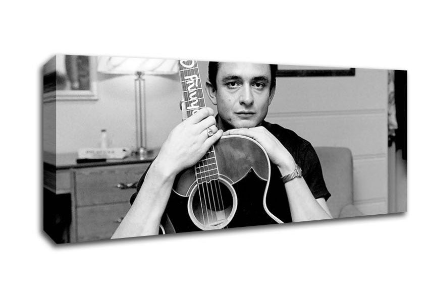 Picture of Johnny Cash Guitar Panoramic Canvas Wall Art