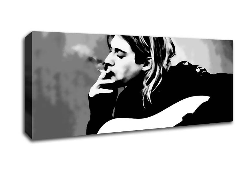 Picture of Kurt Cobain Guitar Smoke Panoramic Canvas Wall Art