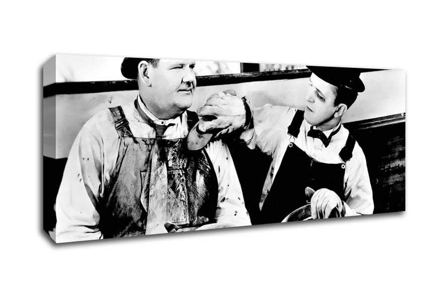Picture of Laurel n Hardy Towed In The Hole Panoramic Canvas Wall Art