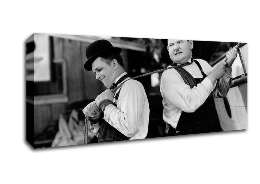 Picture of Laurel And Hardy Heave Panoramic Canvas Wall Art