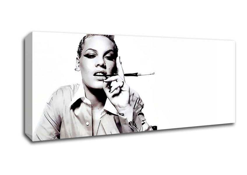 Picture of Pink Cigarette B n W Panoramic Canvas Wall Art