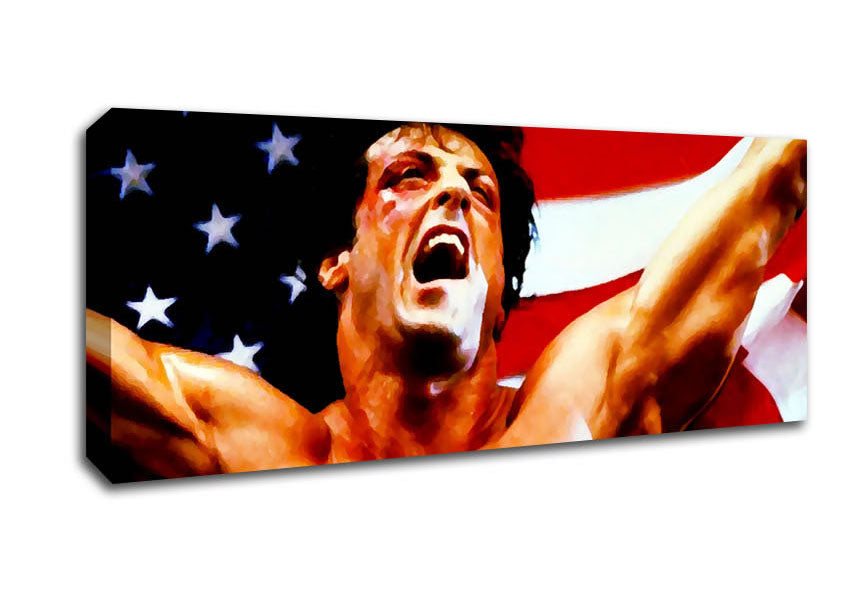 Picture of Rocky American Flag Panoramic Canvas Wall Art