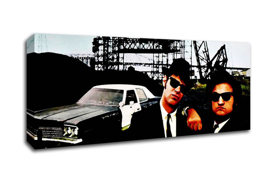 Picture of The Blues Brothers Police Car Panoramic Canvas Wall Art
