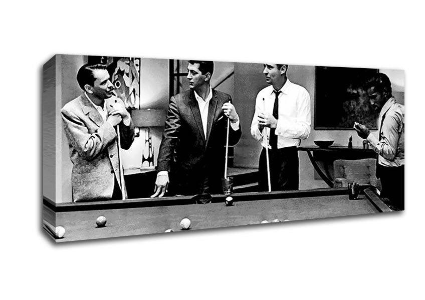 Picture of The Rat Pack 4 Playing Pool Panoramic Canvas Wall Art