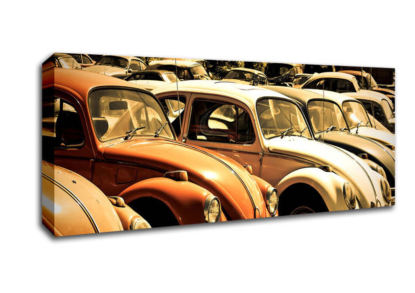 Picture of Old Volkswagen Beetle Junkyard Panoramic Canvas Wall Art