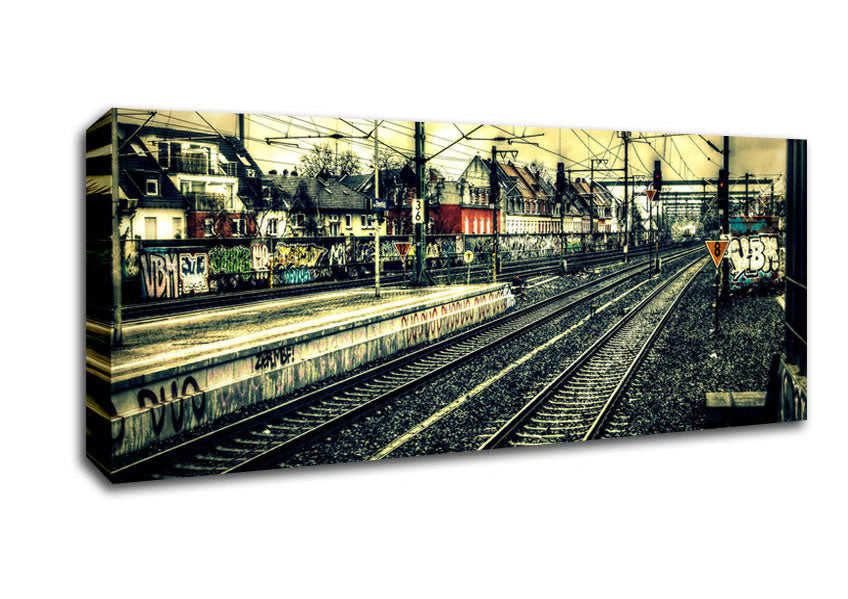 Picture of Train Station Vintage Panoramic Canvas Wall Art