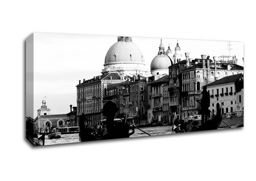 Picture of Venice Gondolas B n W Panoramic Canvas Wall Art