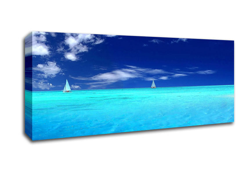 Picture of Ocean Sailboat Duo Panoramic Canvas Wall Art