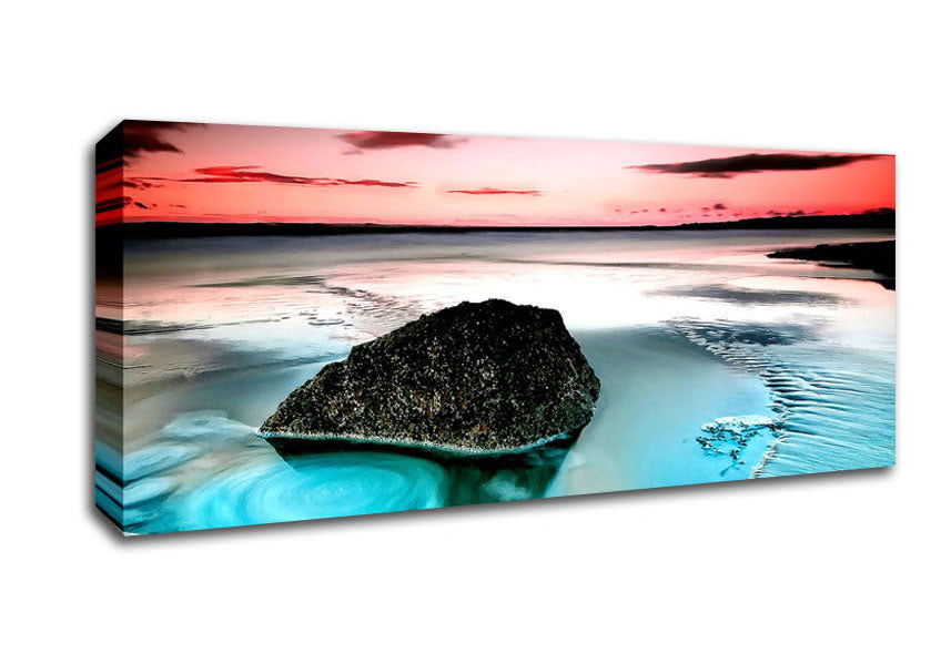 Picture of Swell Around The Rocky Ocean Panoramic Canvas Wall Art