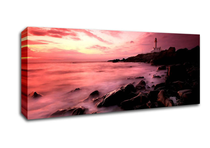Picture of Lighthouse Sunset Panoramic Canvas Wall Art