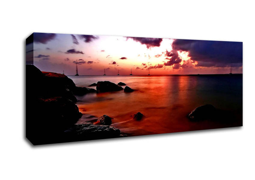 Picture of Ocean Red Panoramic Canvas Wall Art