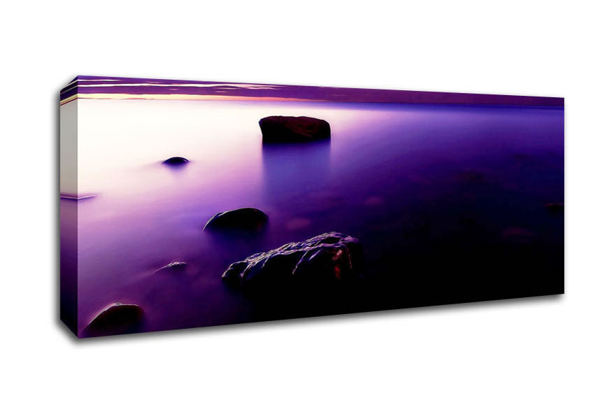 Picture of Foggy Purple Shore At Sunset Panoramic Canvas Wall Art