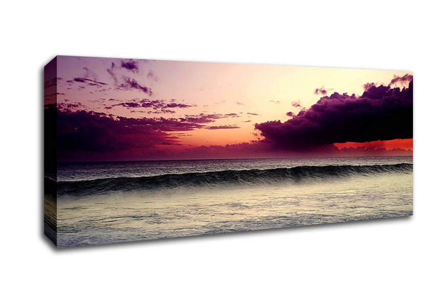 Picture of Ocean Wave Twilight Panoramic Canvas Wall Art