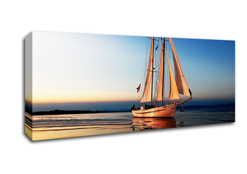 Picture of Refections Of The Sail Boat Panoramic Canvas Wall Art