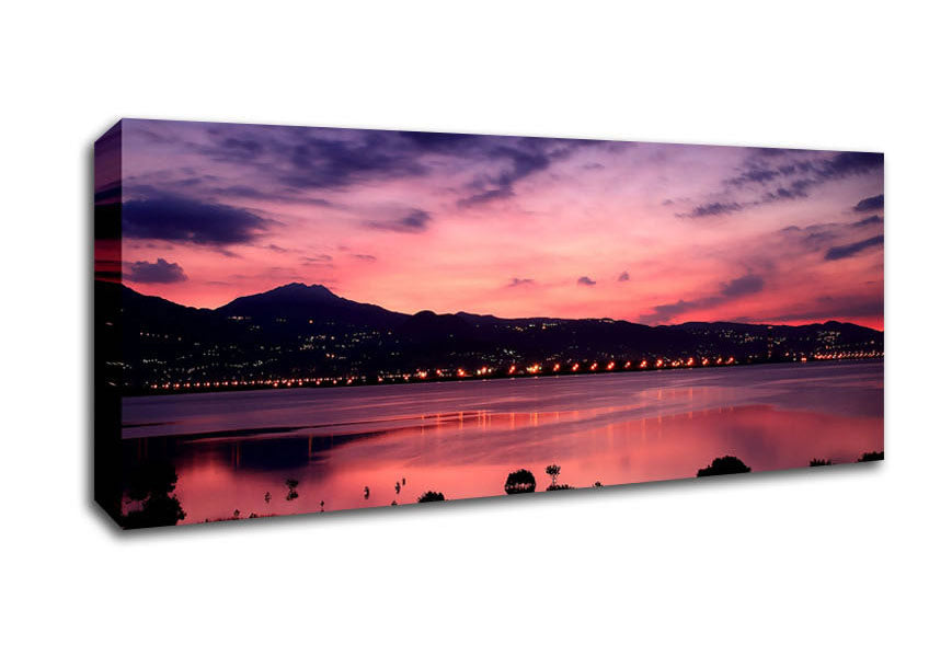 Picture of Nightfall Over The Tranquil Sea Panoramic Canvas Wall Art